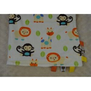 Taggies Monkey Lion Giraffe Baby Blanket Cream Off White Orange Brown Leaf Lovey